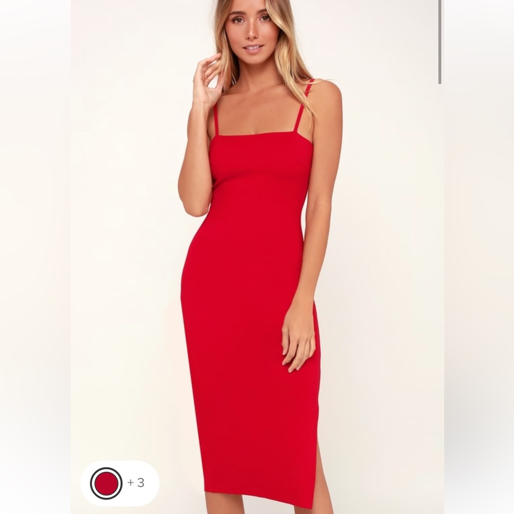 Lulus: Paulina Red Bodycon Midi Dress